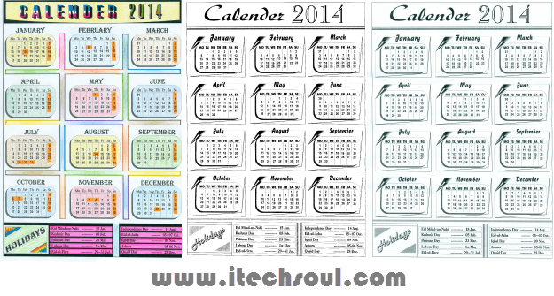 Pakistani Calendar 2014