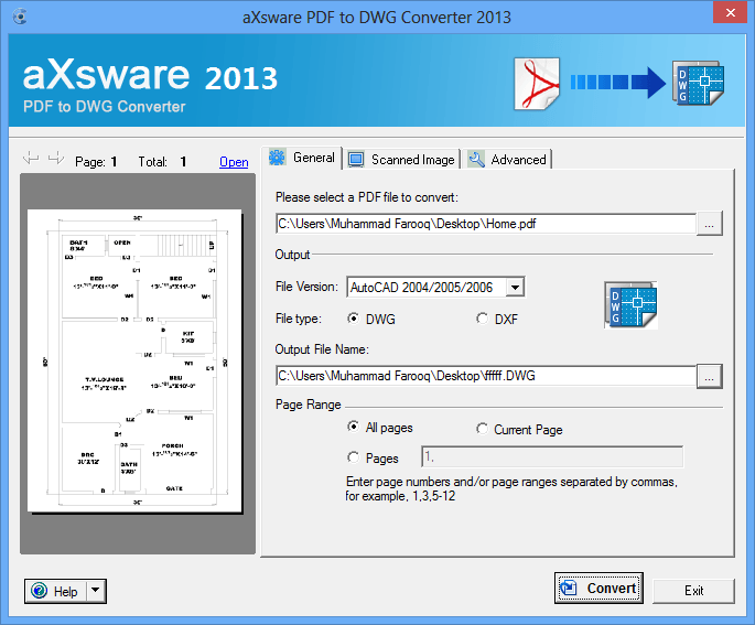 2- aXsware Pdf to Dwg convertor